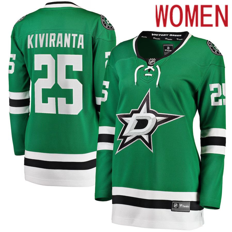 Women Dallas Stars #25 Joel Kiviranta Fanatics Branded Kelly Green Home Breakaway NHL Jersey->women nhl jersey->Women Jersey
